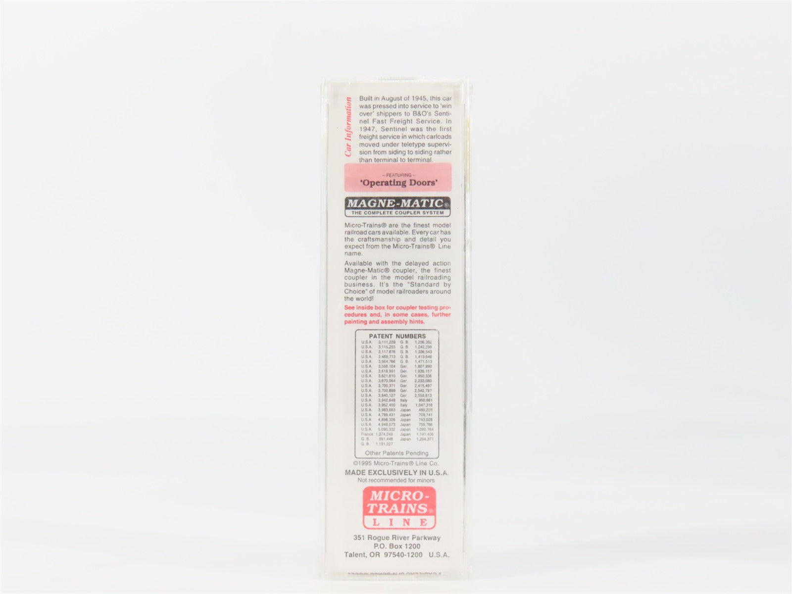 N Scale Micro-Trains MTL 20256 B&O Baltimore & Ohio 40' Box Car 466032 RTR