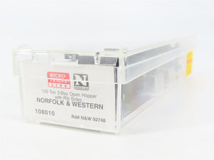 N Scale Micro-Trains MTL 108010 N&W Norfolk & Western 3-Bay Open Hopper RTR