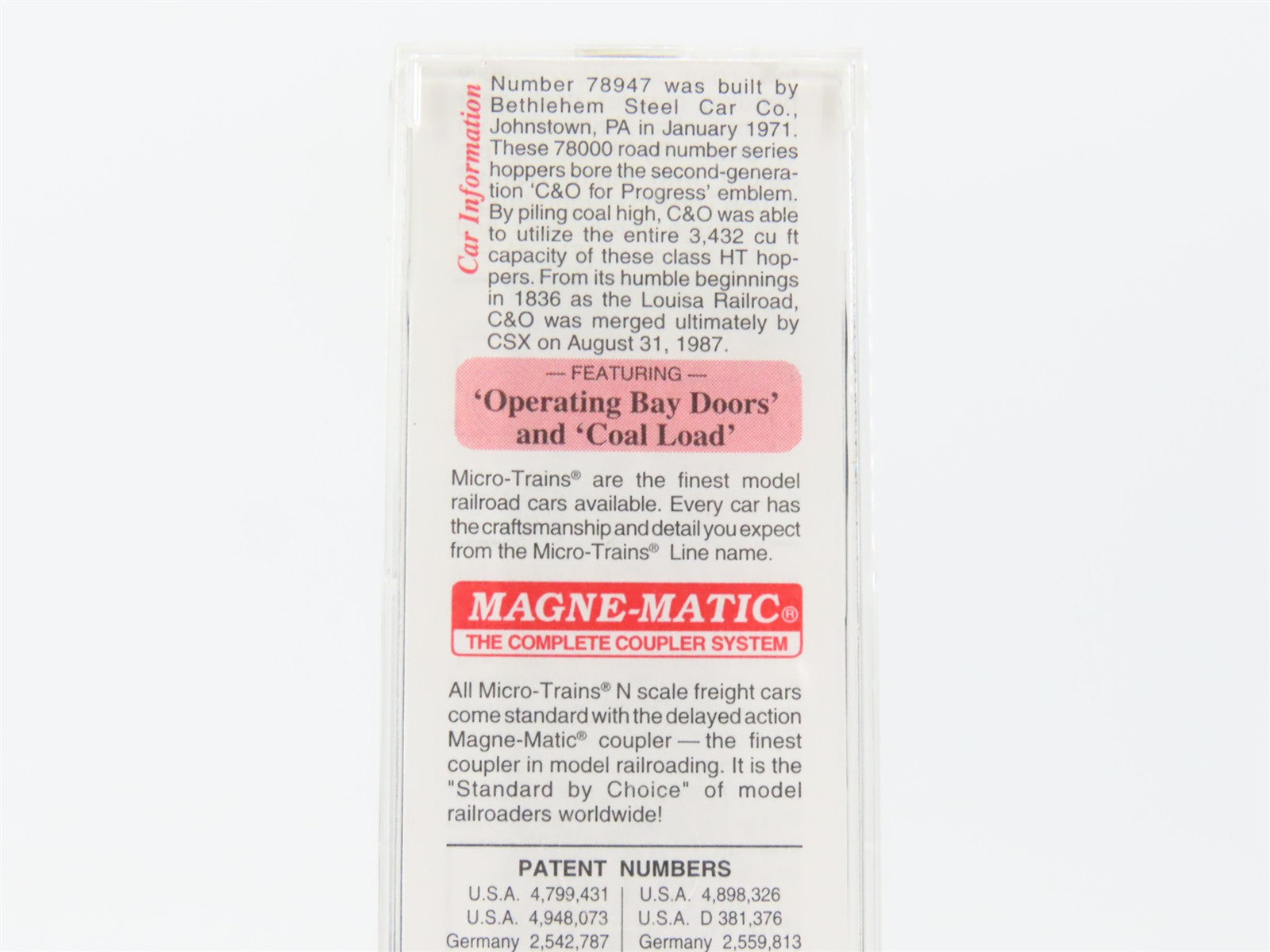 N Scale Micro-Trains MTL 108020 C&O Chesapeake & Ohio 3-Bay Open Hopper RTR