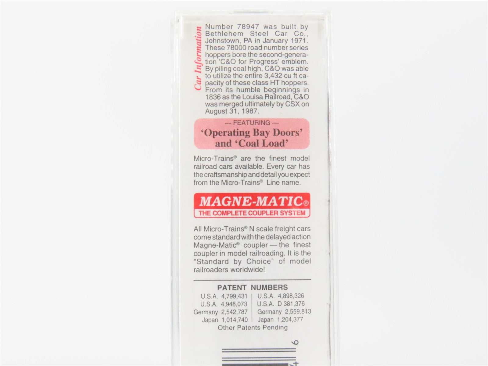 N Scale Micro-Trains MTL 108020 C&O Chesapeake & Ohio 3-Bay Open Hopper RTR