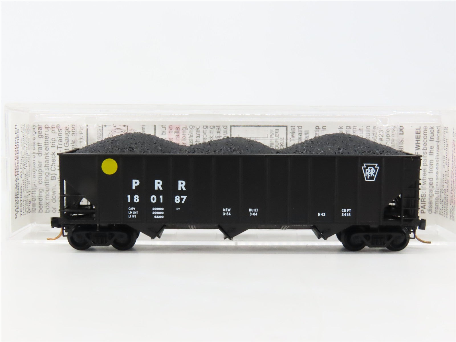 N Scale Micro-Trains MTL PRR Pennsylvania 3-Bay Hopper #1801787 w/ Coal Load