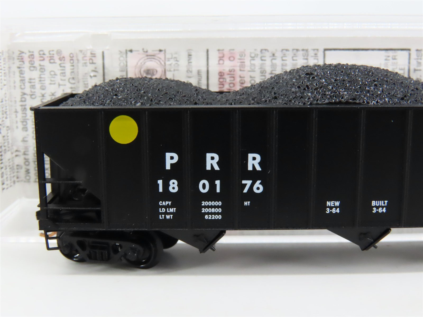 N Scale Micro-Trains MTL PRR Pennsylvania 3-Bay Hopper #180176 w/ Coal Load