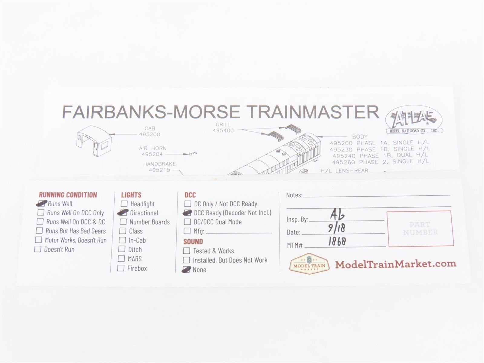 N Scale Atlas 49508 FM Fairbanks Morse FM H24-66 Train Master Diesel DCC Ready