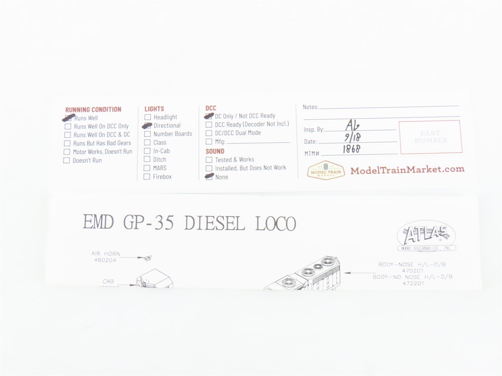 N Scale Atlas 46508 CP Canadian Pacific GP-35 Diesel #5025 DC