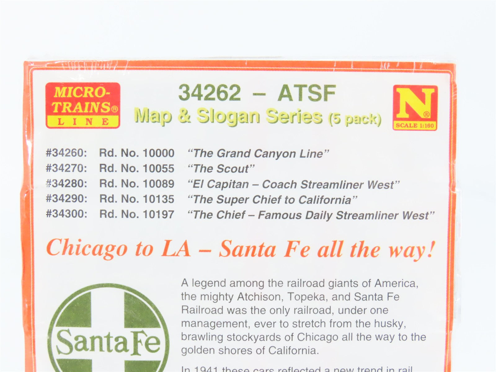 N Scale Micro-Trains MTL 34262 Atchison, Topeka & Santa Fe Box Car 5-Pack RTR