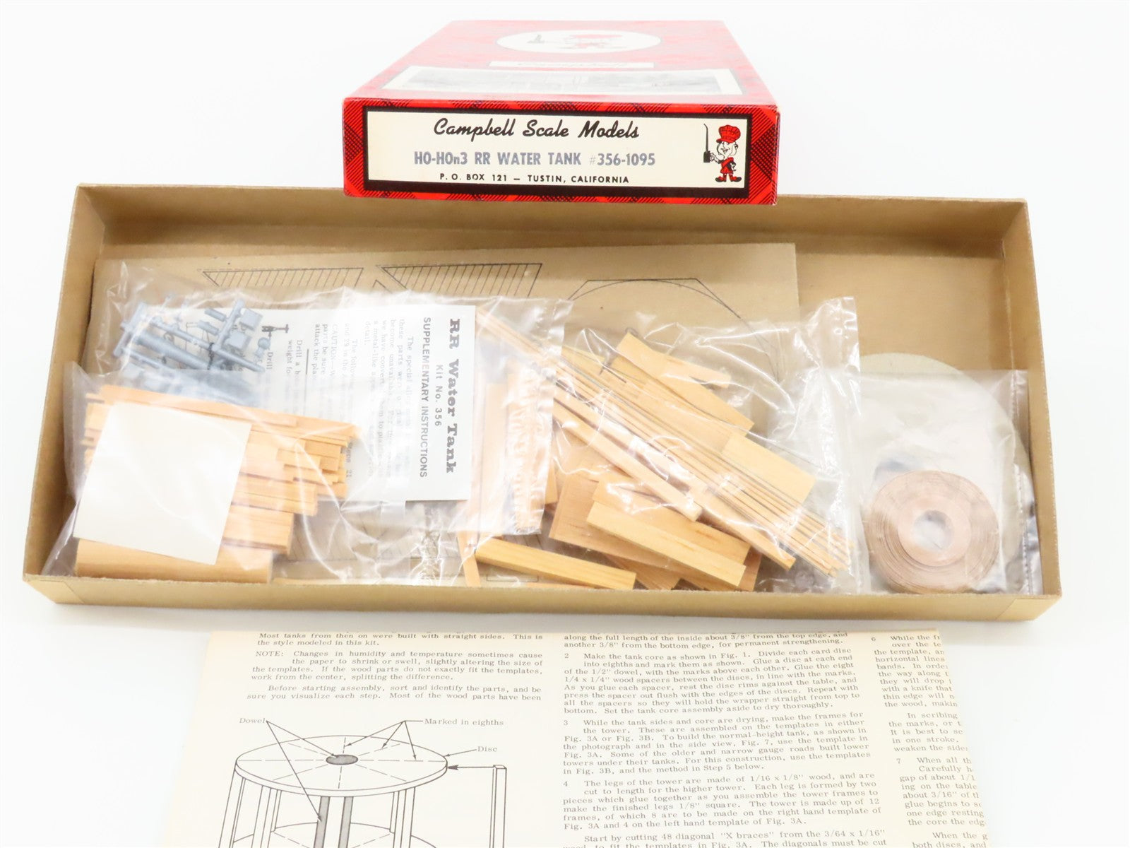HO/HOn3 1/87 Scale Campbell Kit #356-1095 Railroad Water Tank