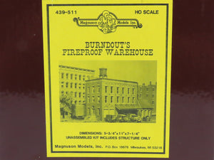 HO 1/87 Scale Magnuson Models Kit No. 439-511 Burndout's Fireproof Warehouse