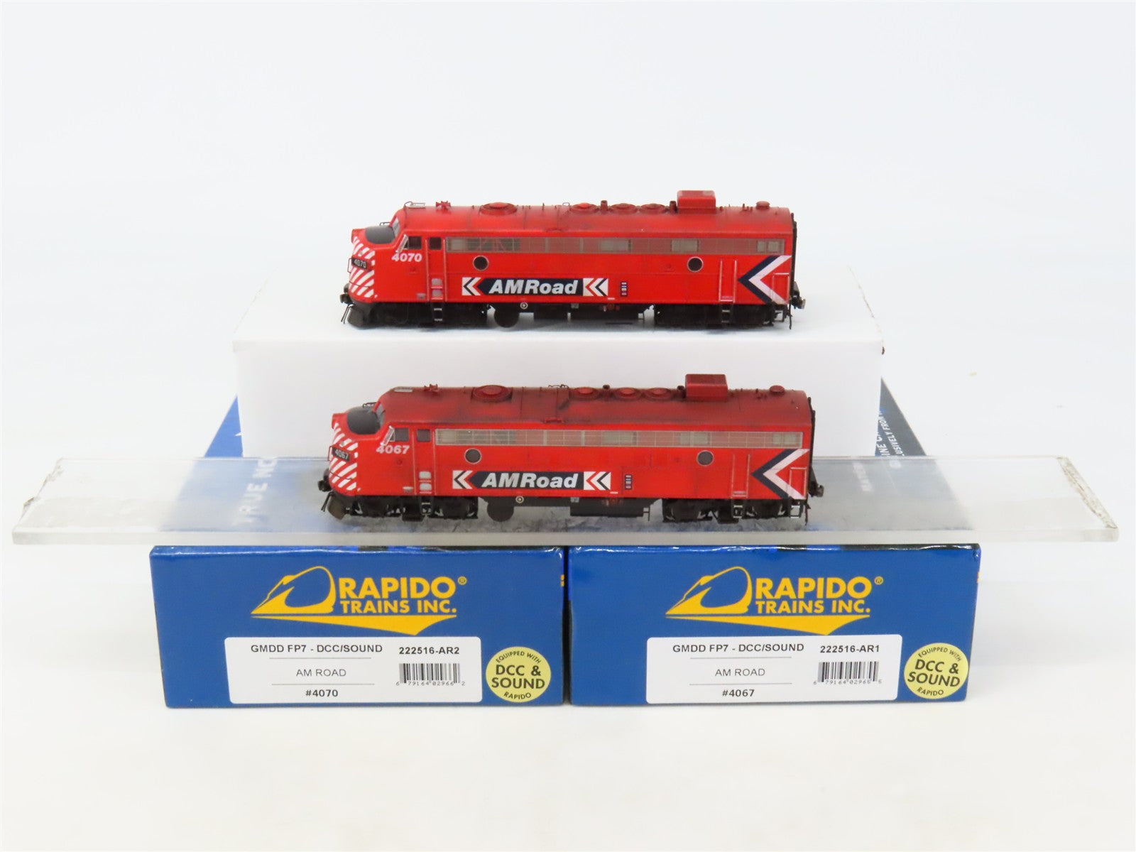 HO Scale Rapido 222516-AR AM Road FP7 A/A Diesel Locomotive Set wDCC & Sound