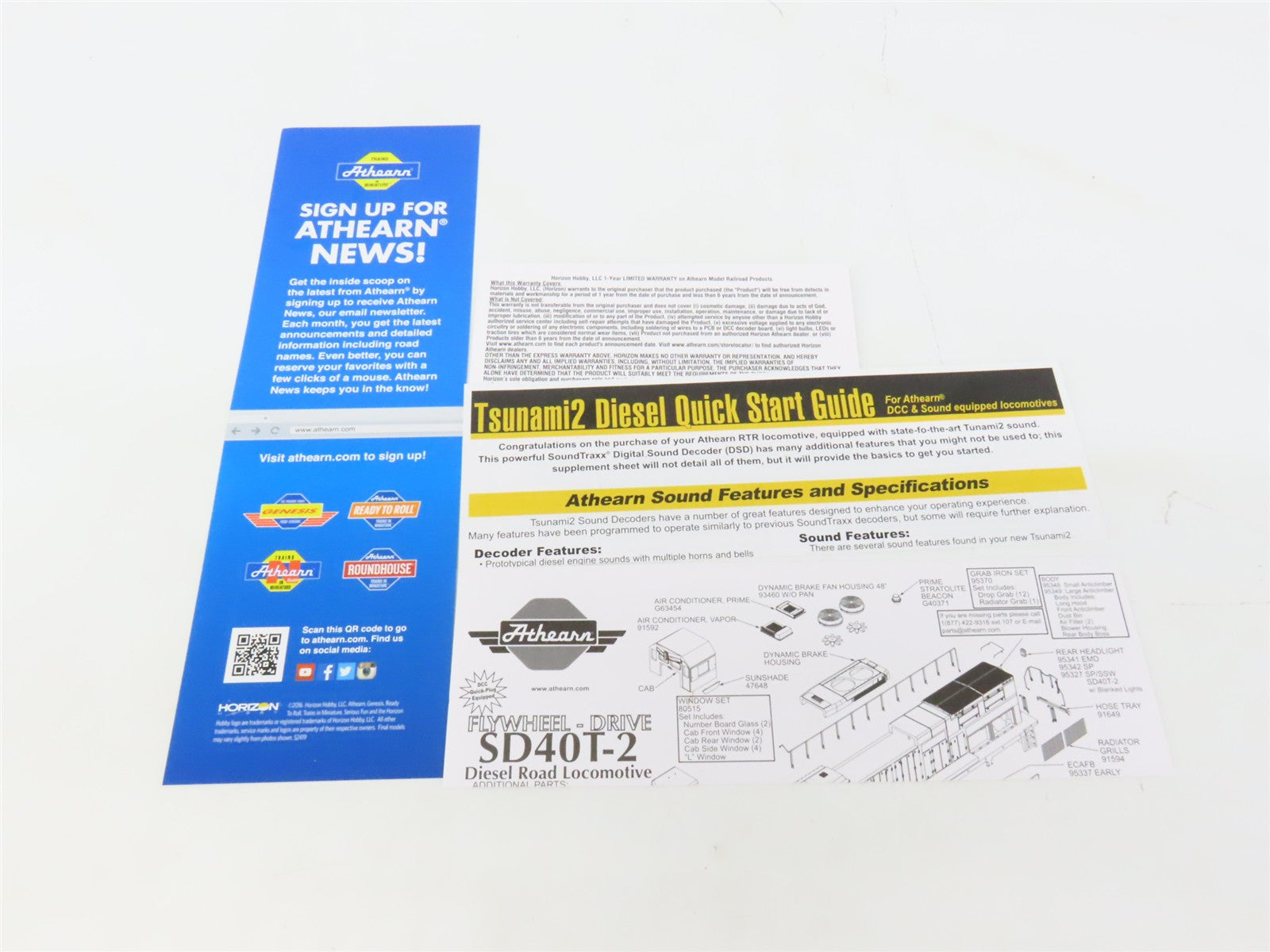 HO Scale Athearn ATH73145 DRGW Rio Grande SD40T-2 Diesel Loco #5405 wDCC & Sound