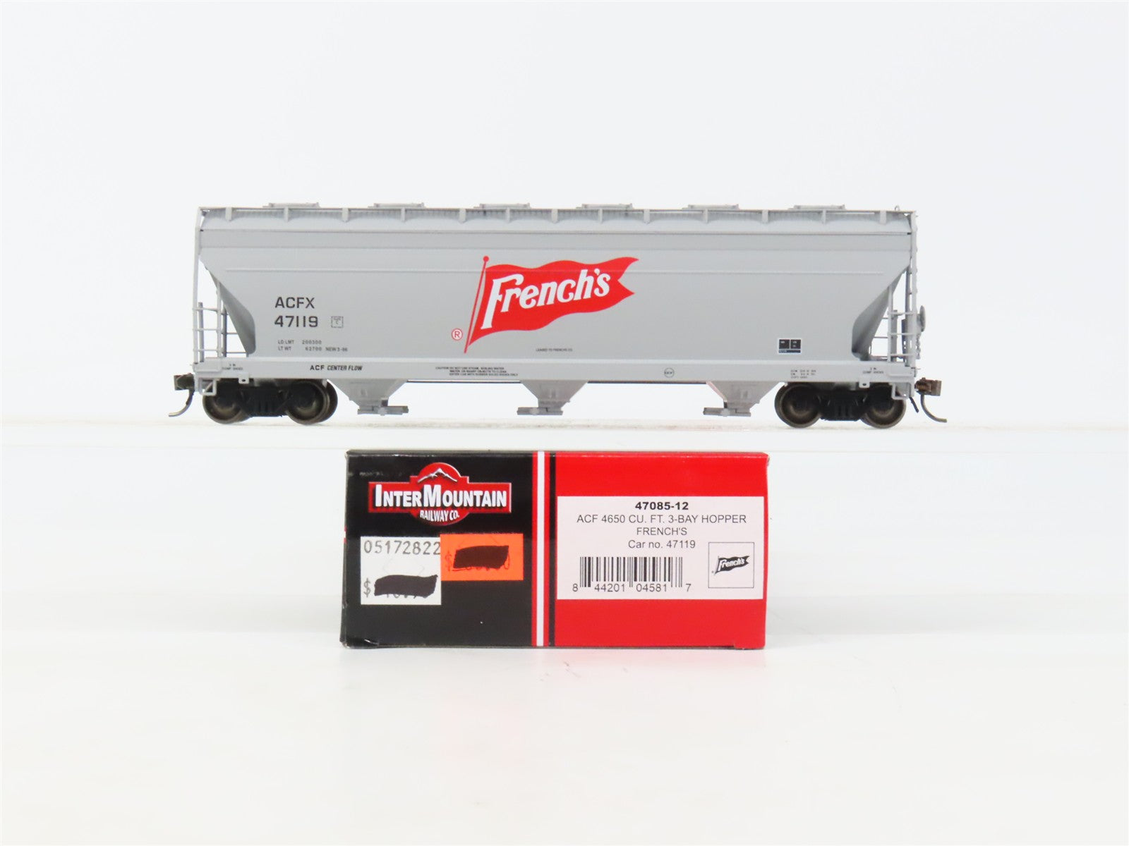HO Scale Intermountain 47085-12 ACFX French's 3-Bay Covered Hopper #47119