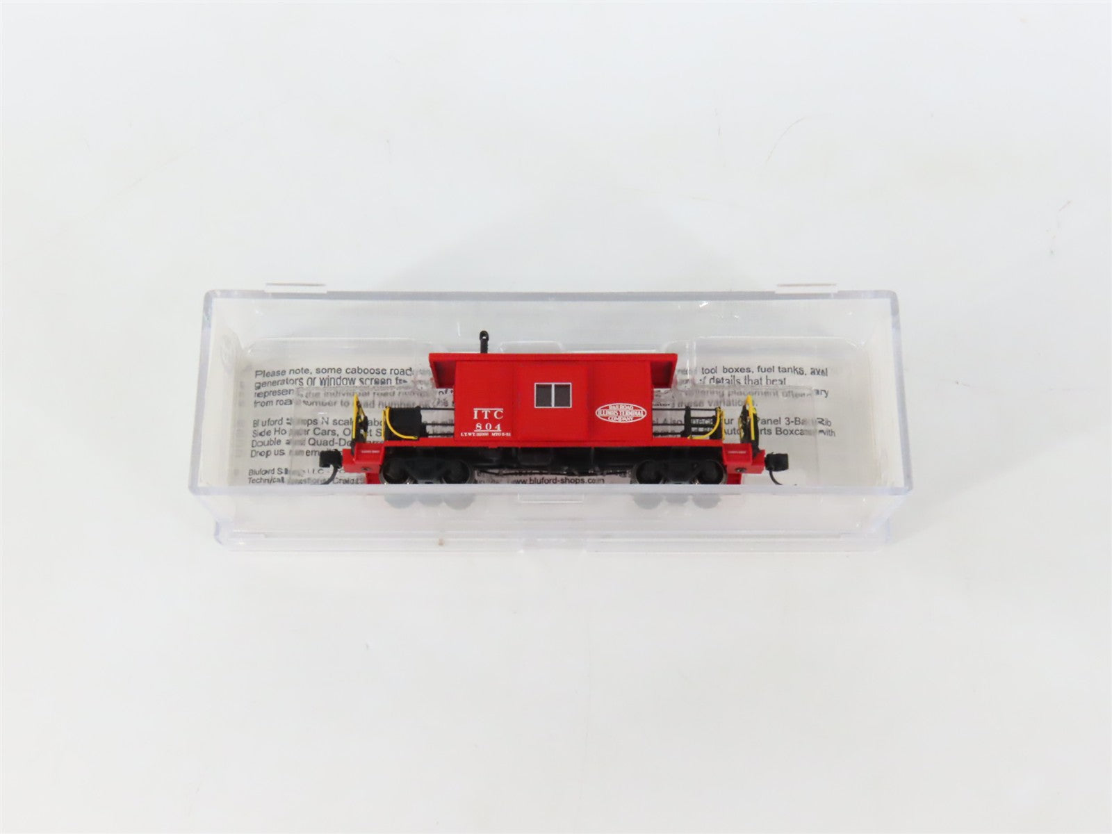 N Scale Bluford 21081 ITC Illinois Terminal Short Body Bay Window Caboose #804