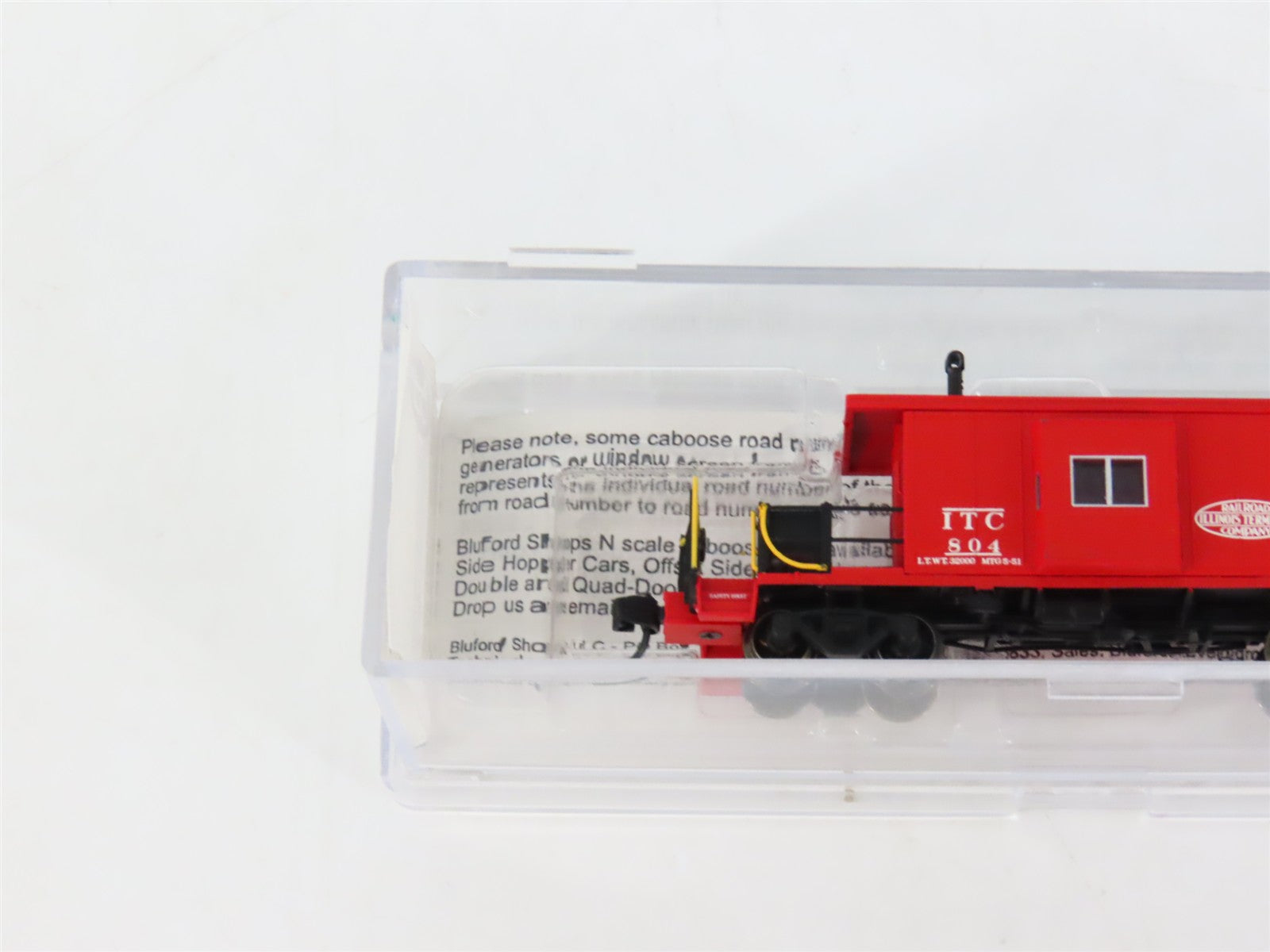 N Scale Bluford 21081 ITC Illinois Terminal Short Body Bay Window Caboose #804