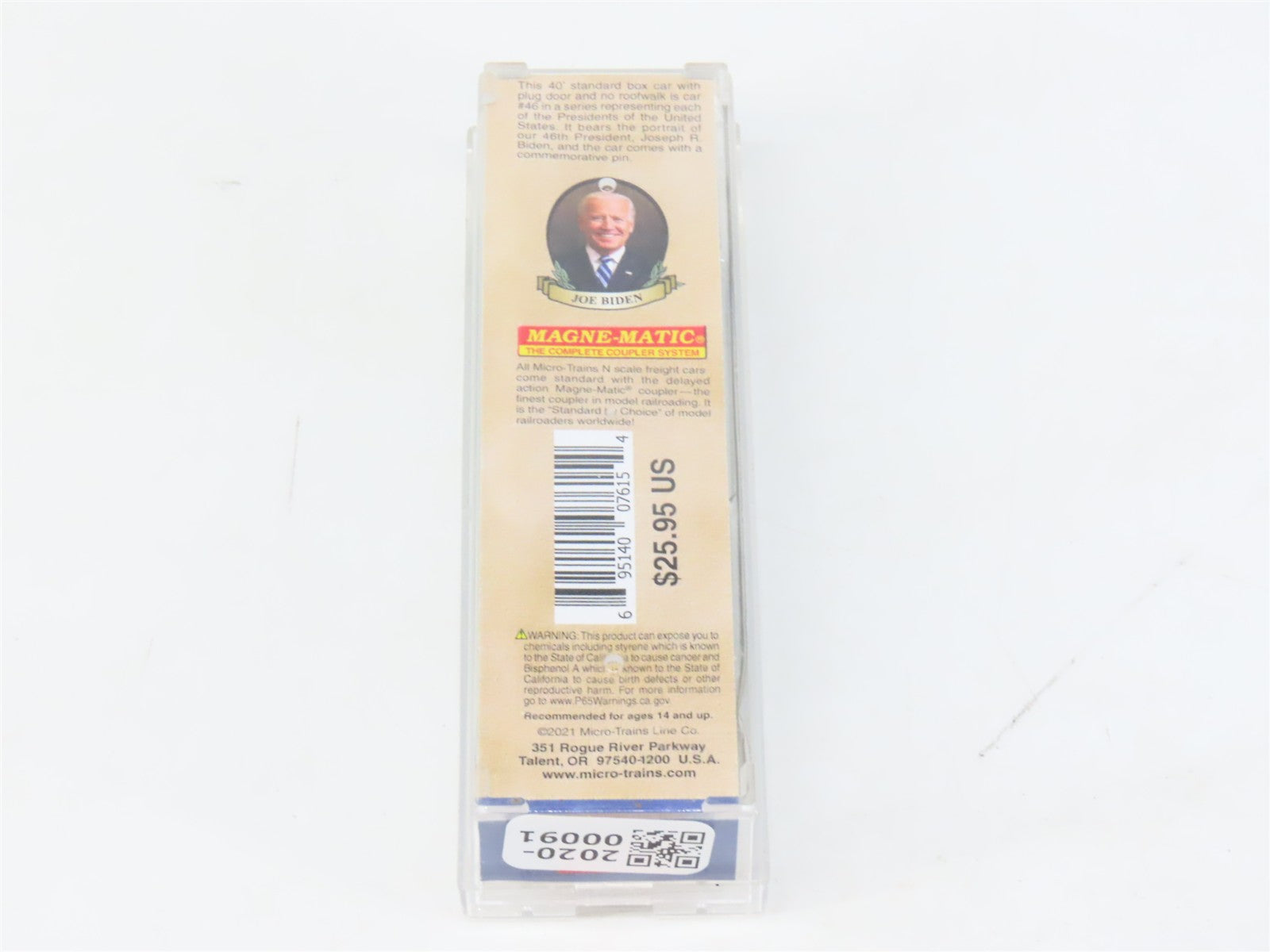 N Scale Micro-Trains MTL 07400146 Joe Biden Presidential Boxcar #2021 wPin