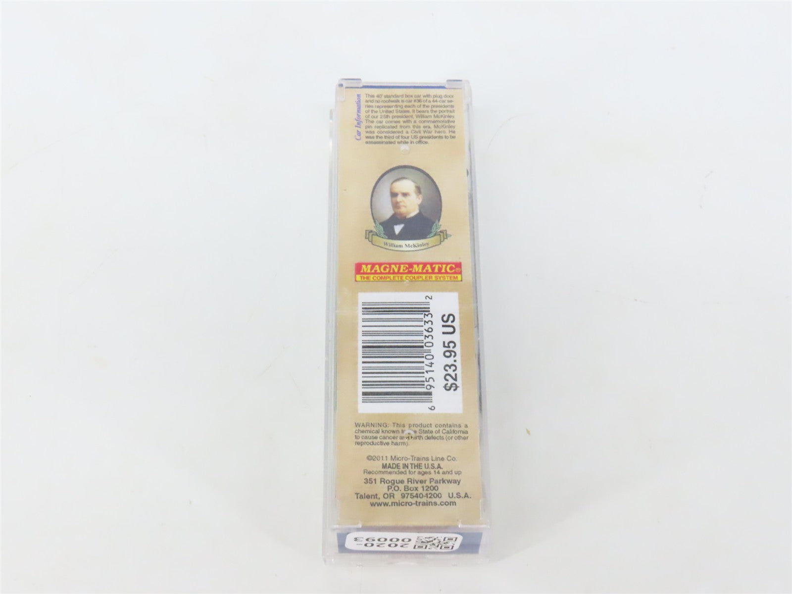 N Micro-Trains MTL 07400136 William McKinley Presidential Boxcar #1897-1901 wPin