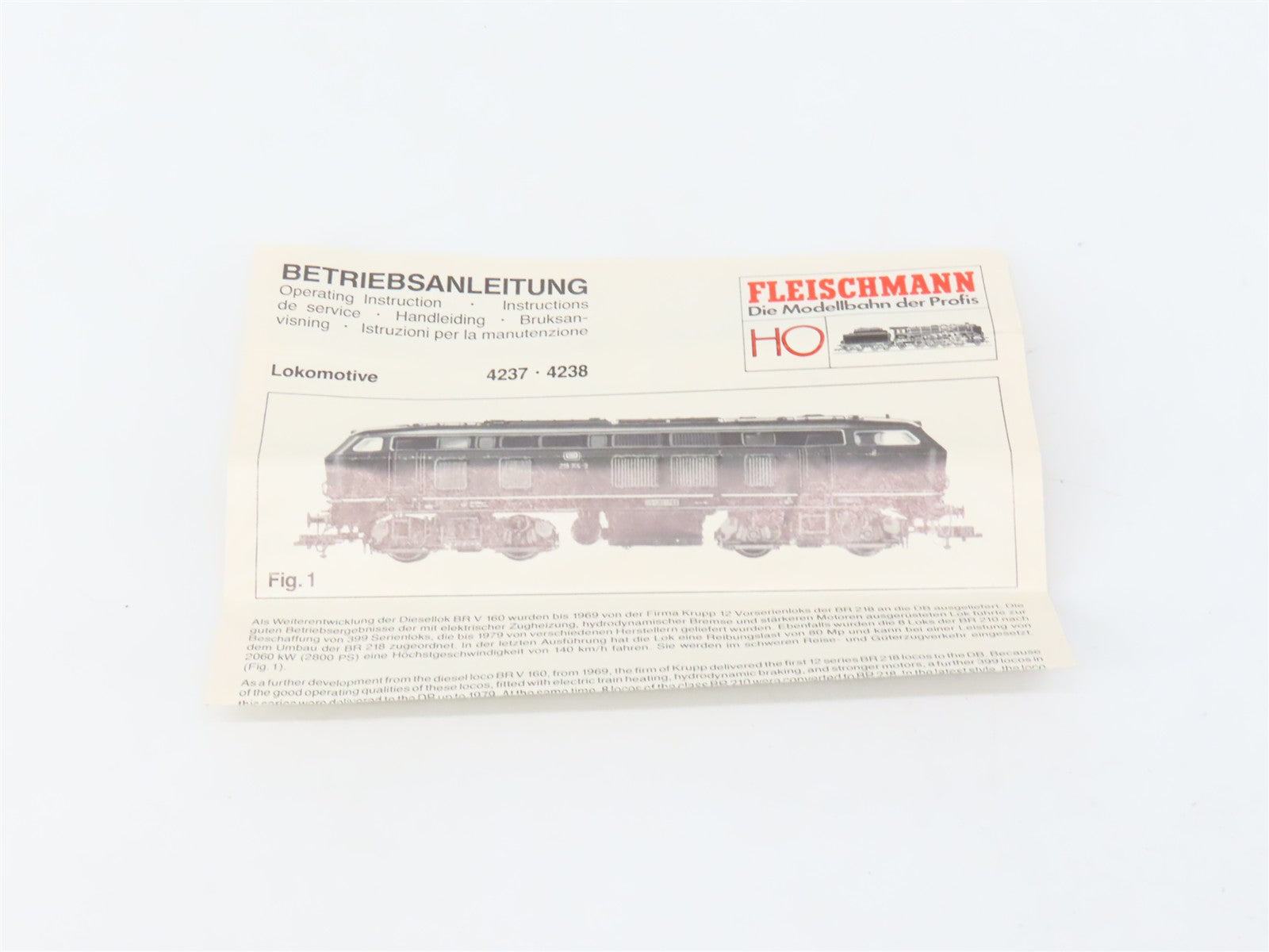 HO Scale Fleischmann 4238 DB Deutsche Bundesbahn BR 218 Diesel #218 230-1 DC