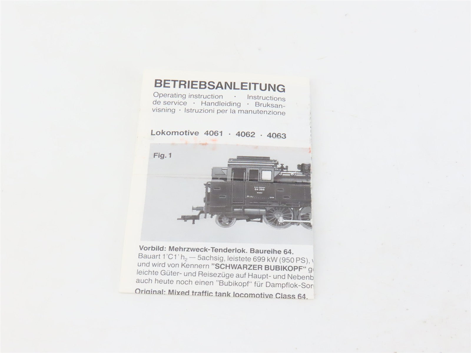 HO Scale Fleischmann 4062 Deutsche Reichsbahn Class 64 2-6-2T Steam #64 455 DC