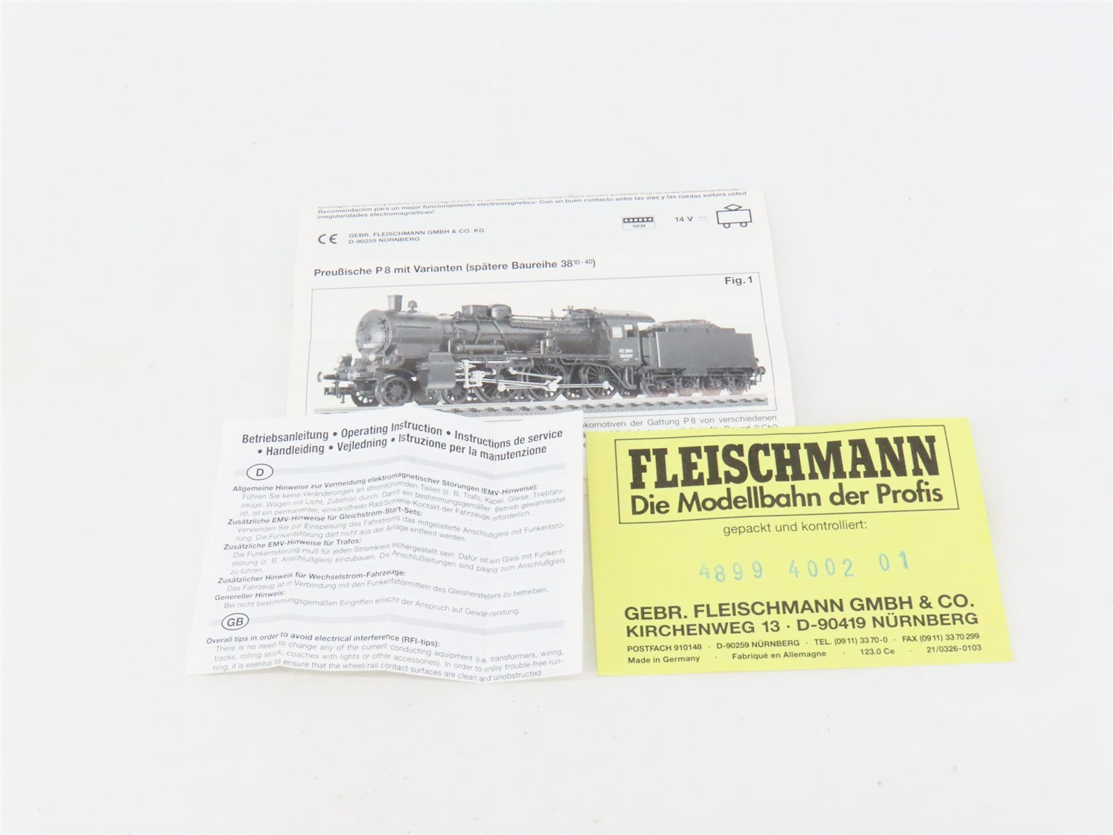 HO Scale Fleischmann 4899 KPEV K.P.E.V. Set w/ P 8 (4-6-0) Steam #2510 DC