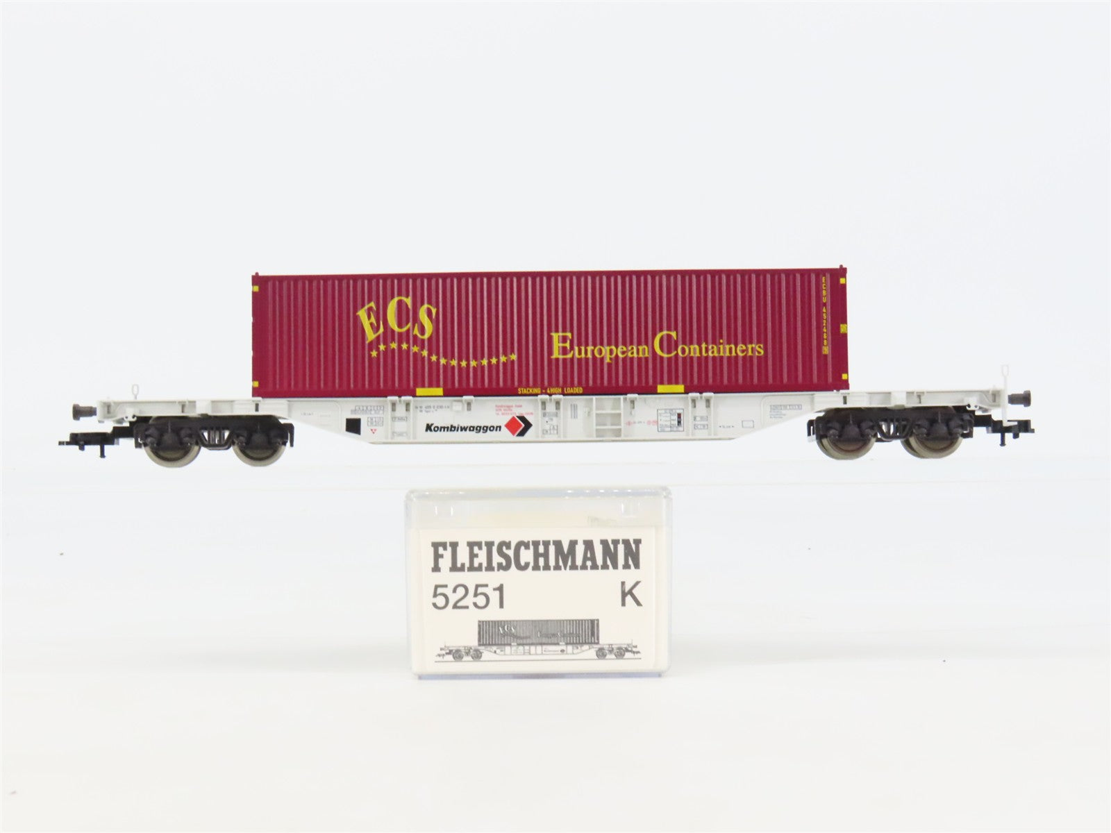 HO Scale Fleischmann 5251K Kombiwaggon Flatcar #030-5 wECS Container