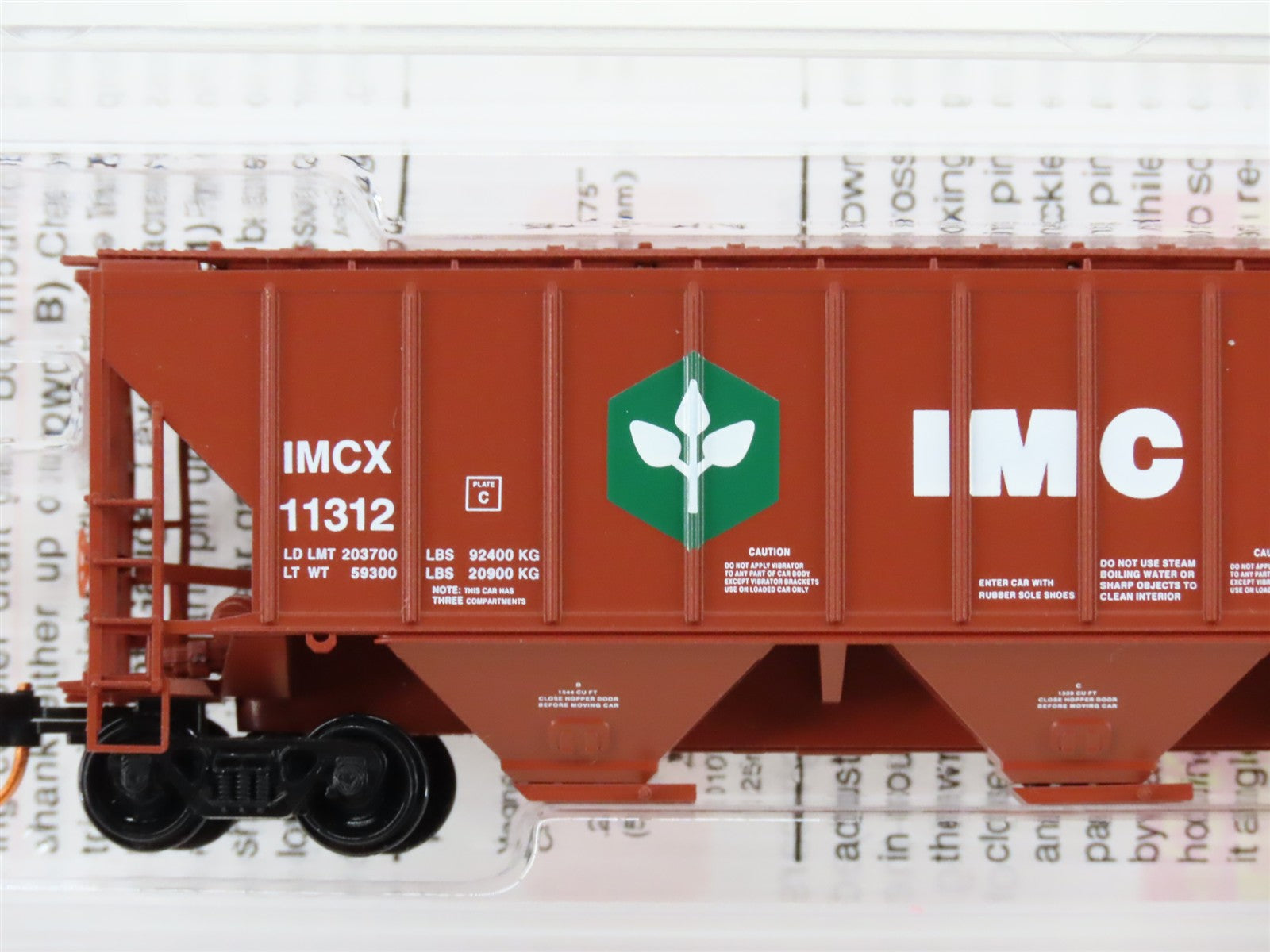 N Scale Micro-Trains MTL 09600020 IMCX IMC 3-Bay Covered Hopper 11312