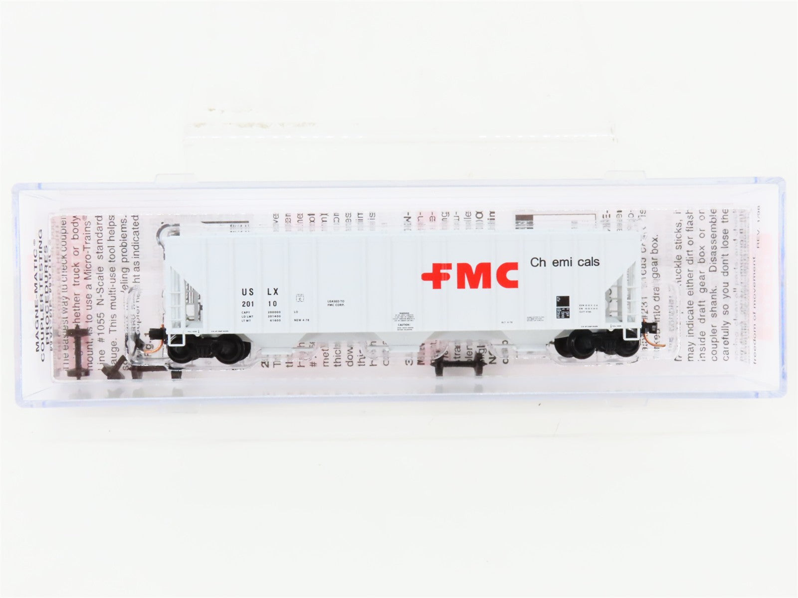 N Scale Micro-Trains MTL 09900030 USLX FMC Chemicals 3-Bay Covered Hopper 20110