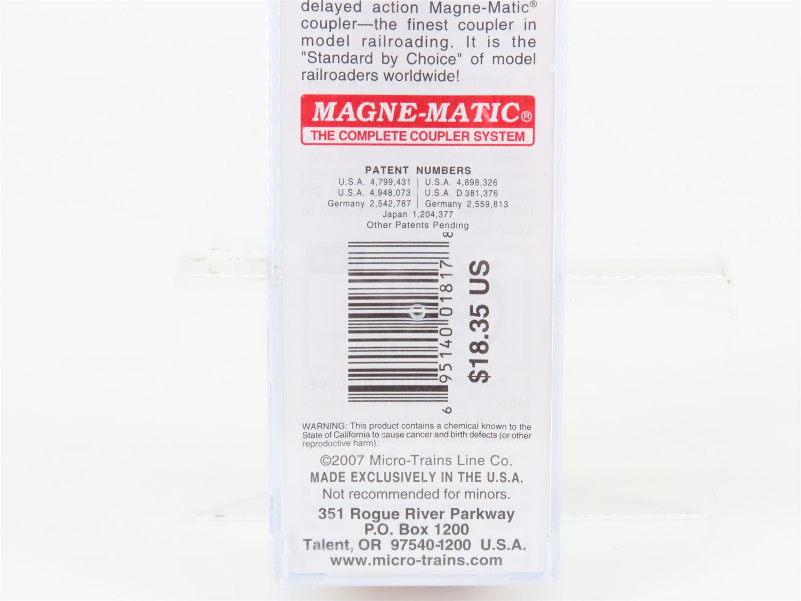 N Scale Micro-Trains MTL 09900030 USLX FMC Chemicals 3-Bay Covered Hopper 20110