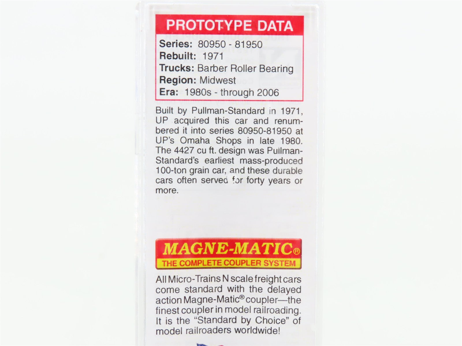 N Scale Micro-Trains MTL 09600102 UP Union Pacific 3-Bay Covered Hopper 80980