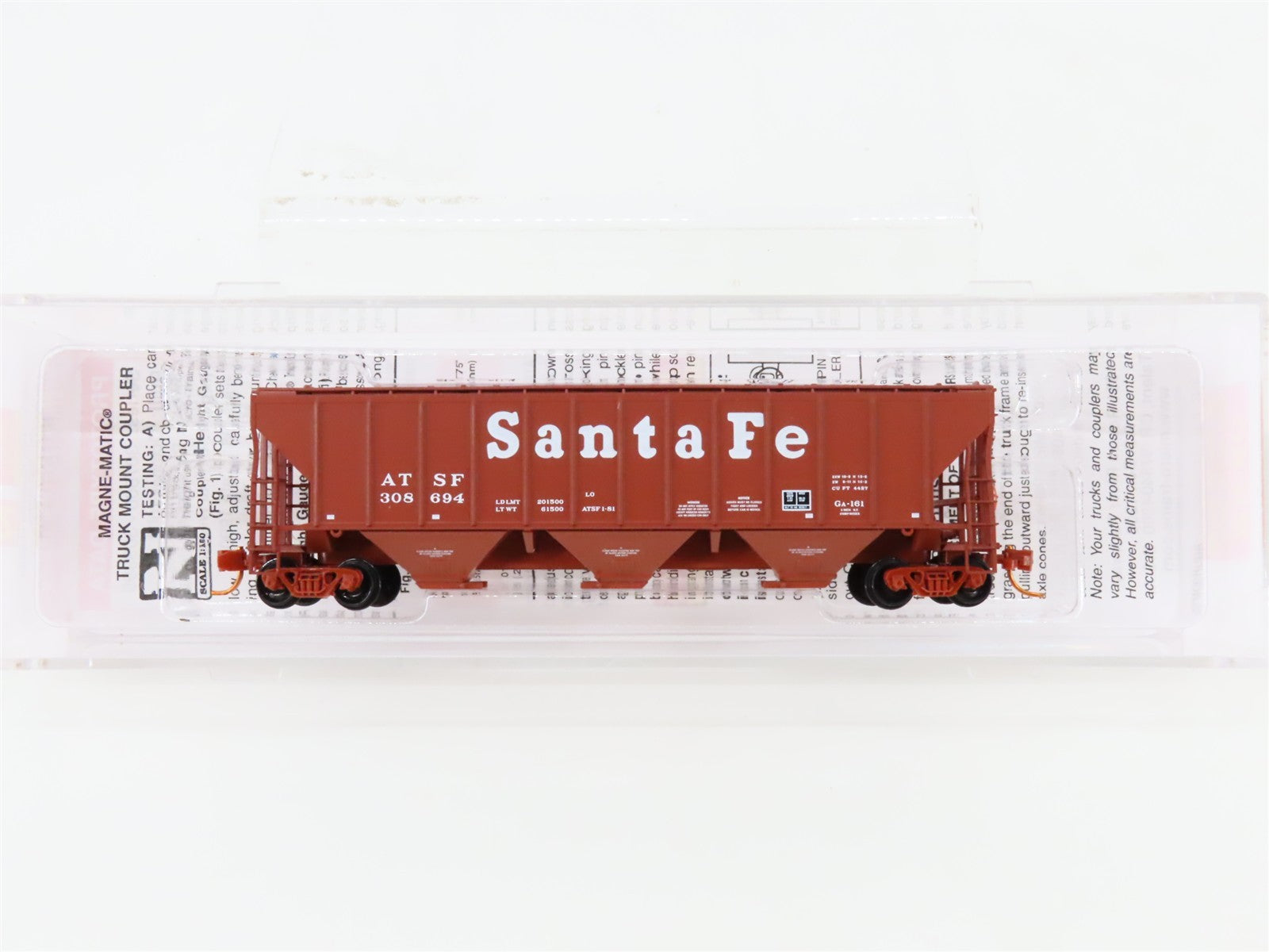 N Scale Micro-Trains MTL 09600010 ATSF Santa Fe 3-Bay Covered Hopper 308694