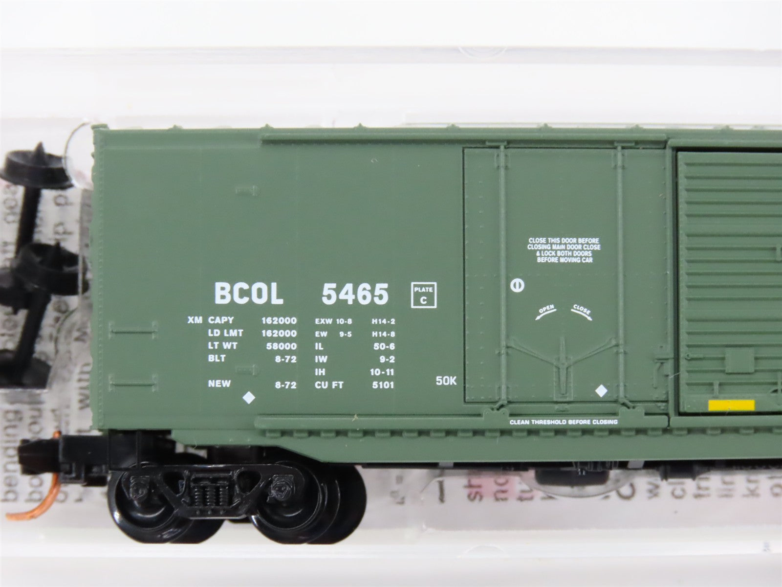N Scale Micro-Trains MTL 76050 BCOL British Columbia Railway 50' Box Car 5465