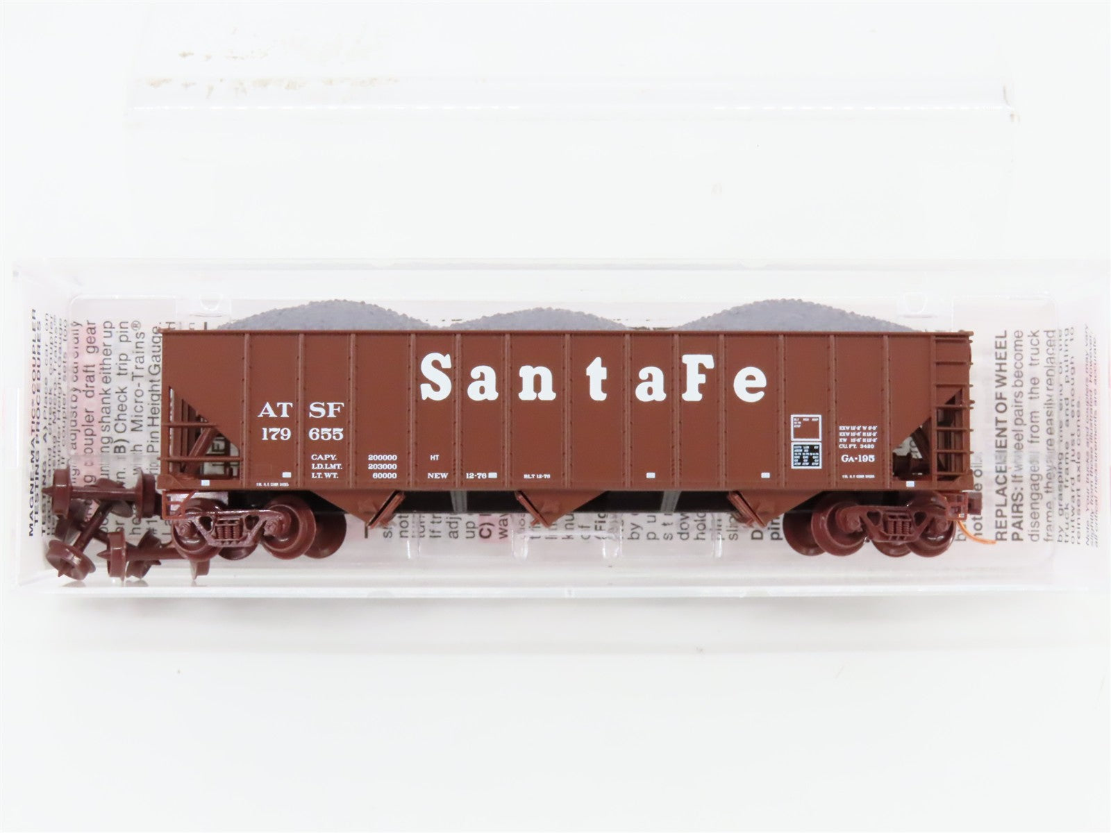 N Scale Micro-Trains MTL 108120.1 ATSF Santa Fe 3-Bay Open Hopper 179655 w/ Load