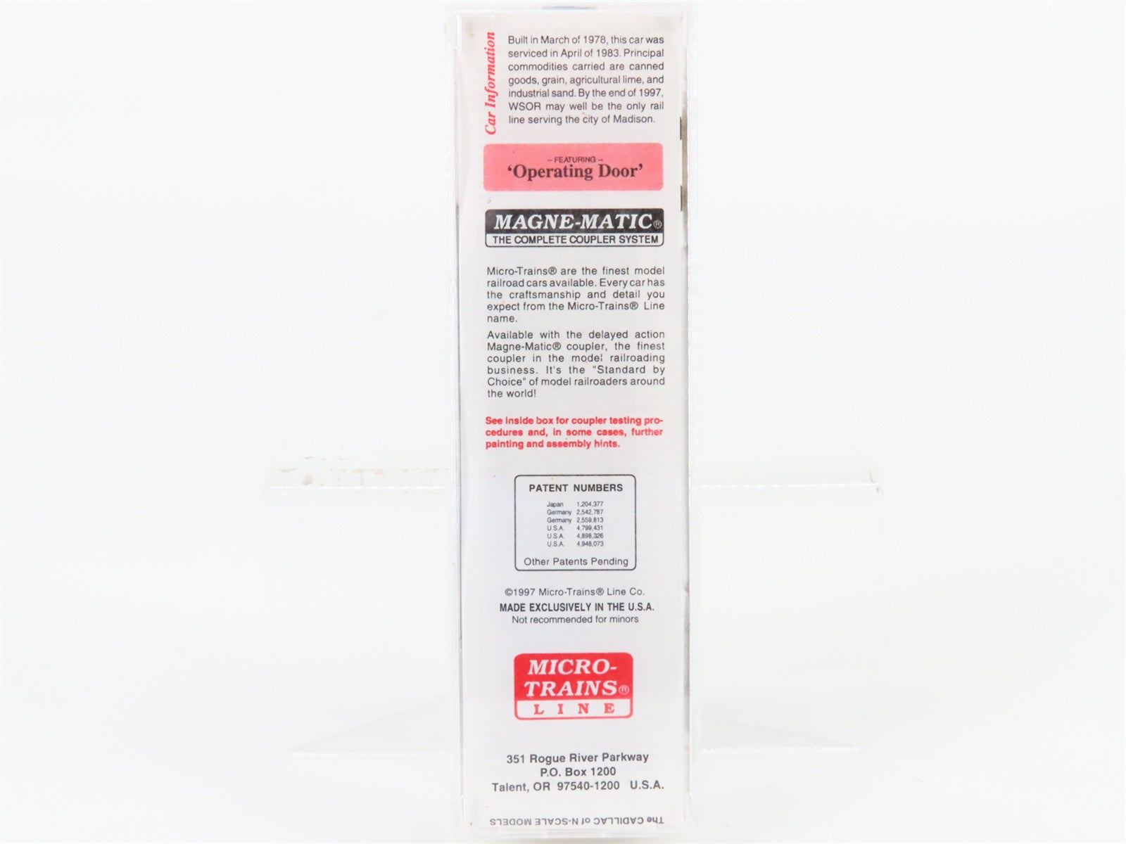 N Scale Micro-Trains MTL 25570 WSOR Wisconsin & Southern 50' Box Car 101545