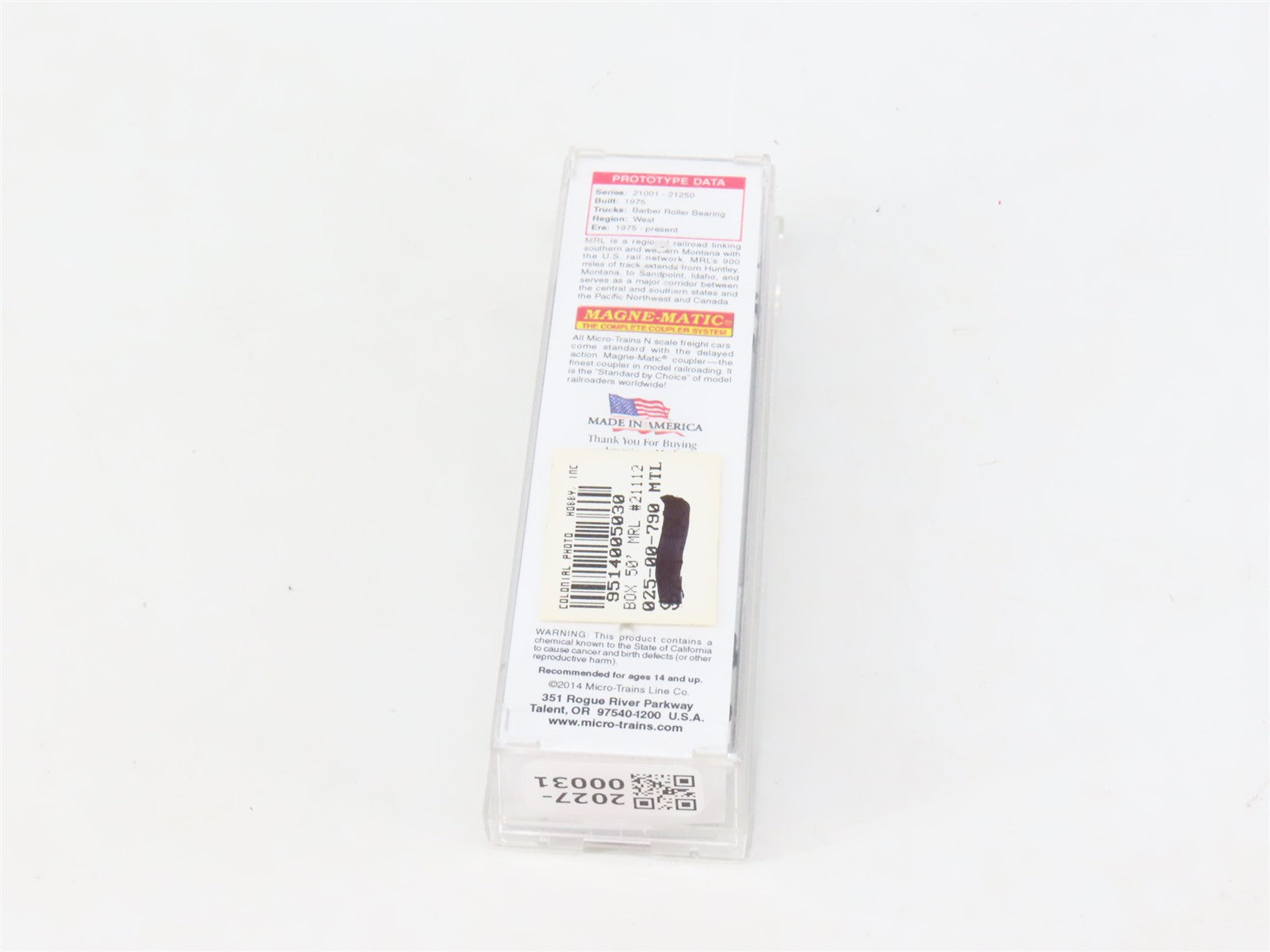N Scale Micro-Trains MTL 02500790 MRL Montana Rail Link 50' Boxcar #21112