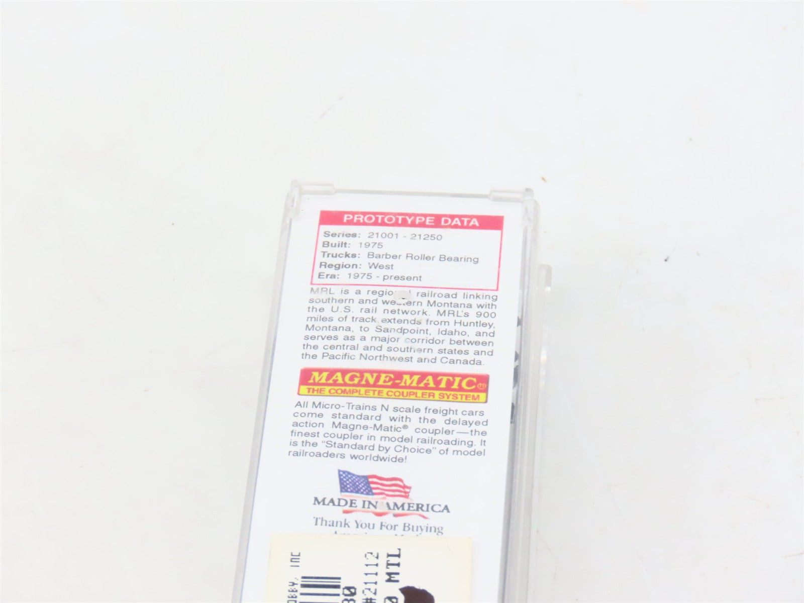 N Scale Micro-Trains MTL 02500790 MRL Montana Rail Link 50' Boxcar #21112