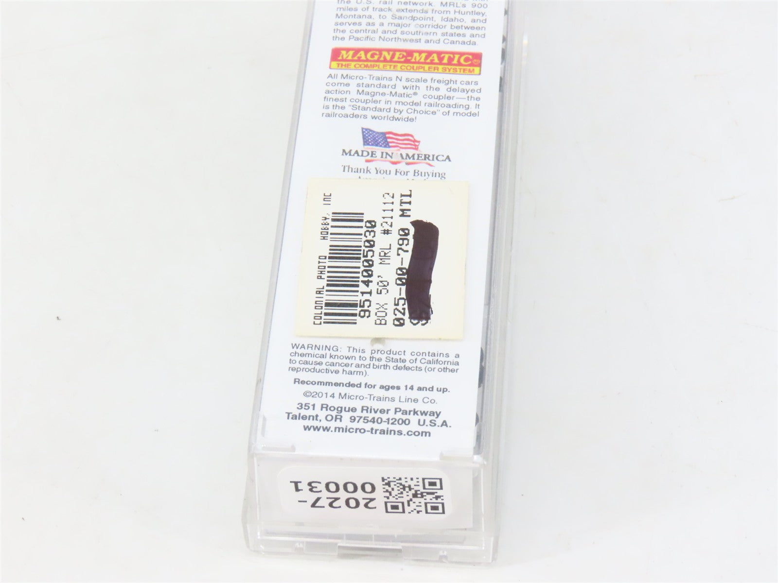 N Scale Micro-Trains MTL 02500790 MRL Montana Rail Link 50' Boxcar #21112