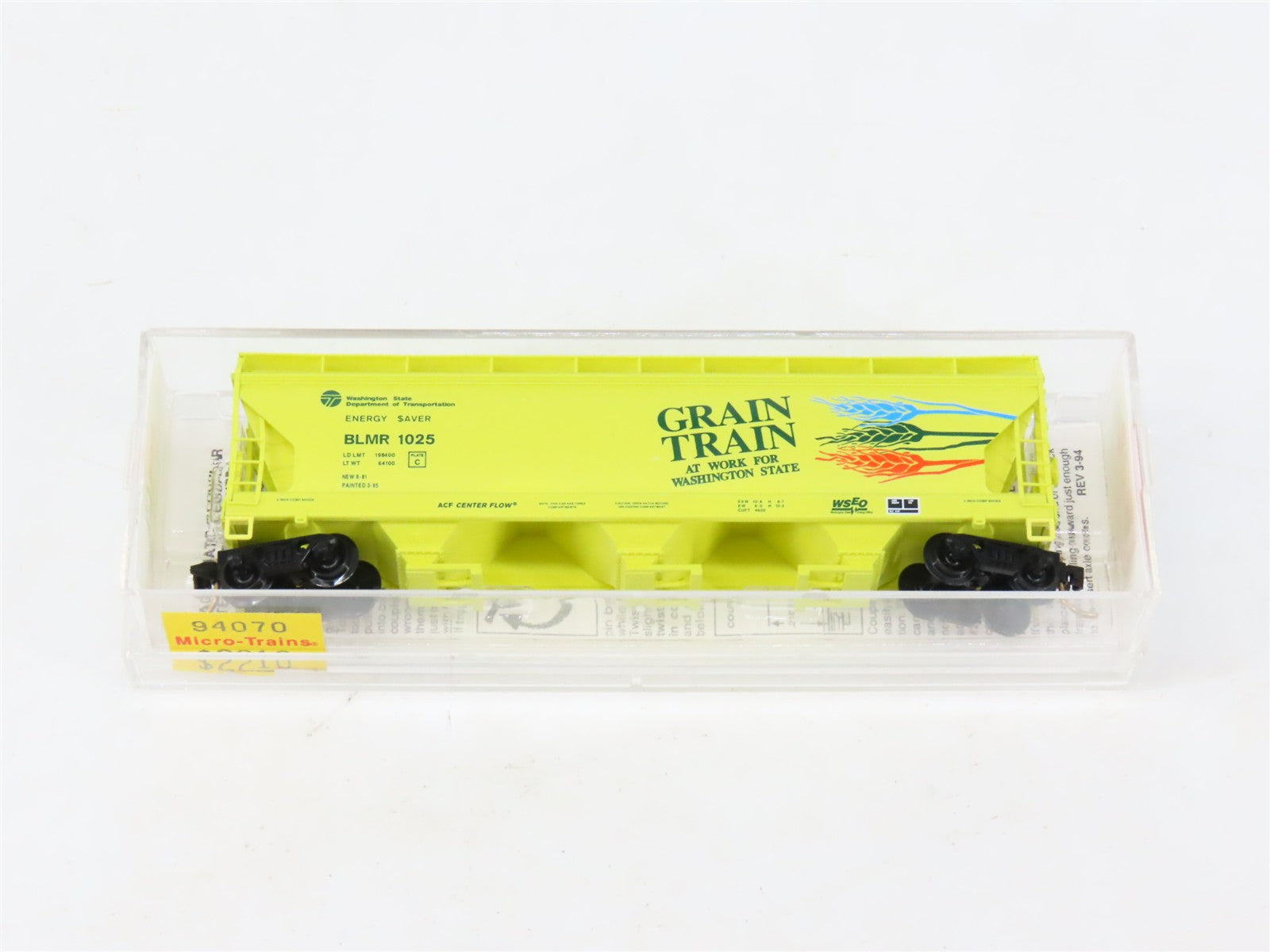 N Scale Micro-Trains MTL 94070 BLMR Grain Train 3-Bay Covered Hopper #1025