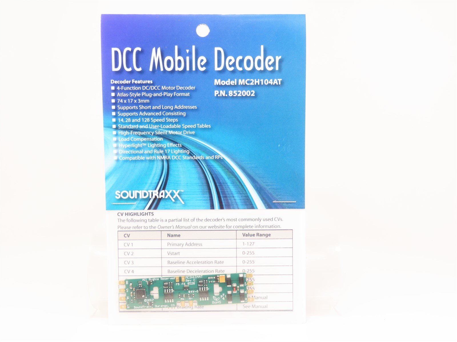 Soundtraxx 852002 MC2H104AT 4-Function DCC Mobile Decoder Atlas Style 1-Amp