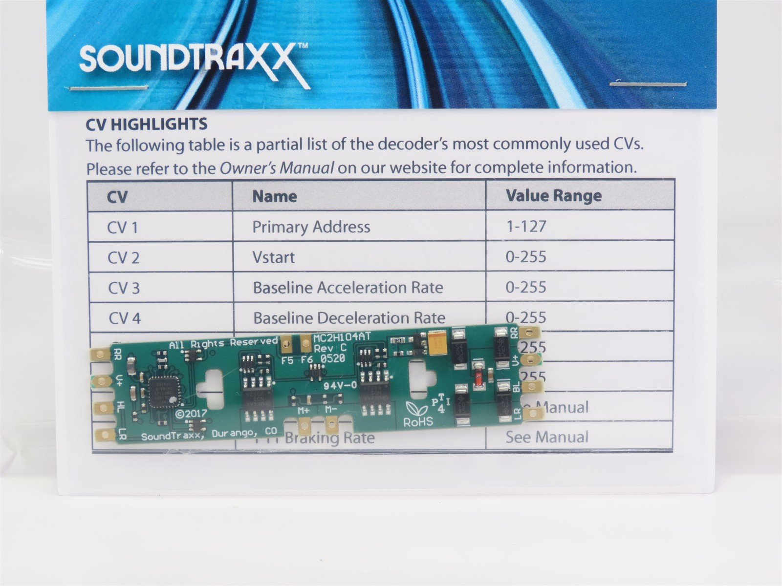 Soundtraxx 852002 MC2H104AT 4-Function DCC Mobile Decoder Atlas Style 1-Amp