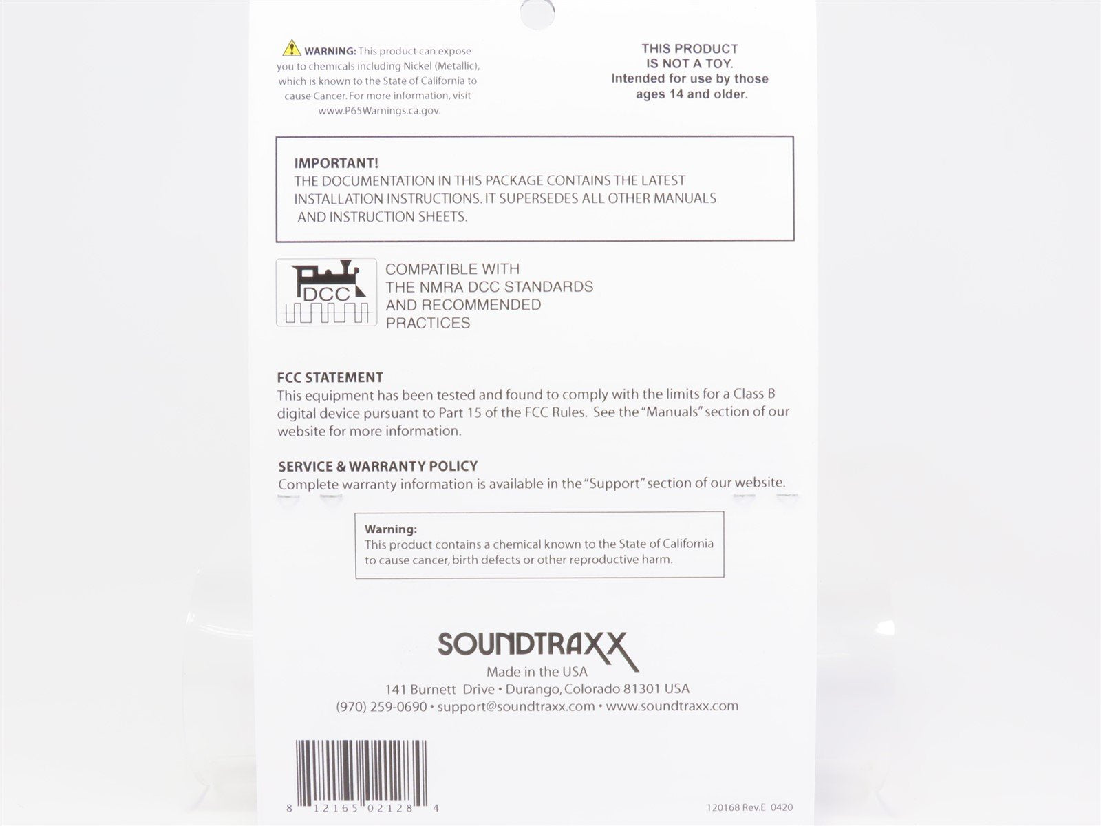 Soundtraxx 852002 MC2H104AT 4-Function DCC Mobile Decoder Atlas Style 1-Amp