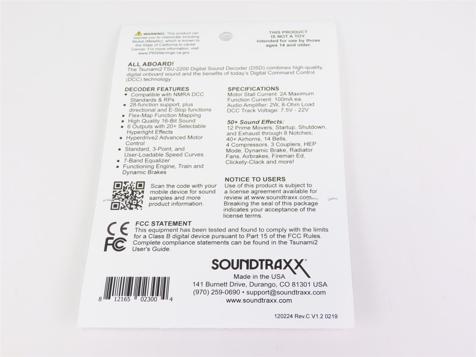 Soundtraxx Tsunami 2 TSU-2200 885008 BALDWIN & OTHER Diesel DCC / SOUND Decoder