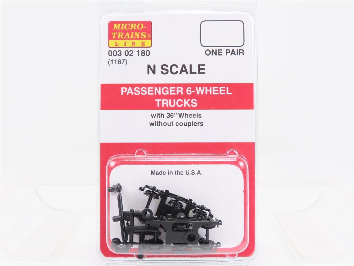 N Scale Micro-Trains MTL 00302180 (1187) Passenger 6-Wheel Trucks - One Pair