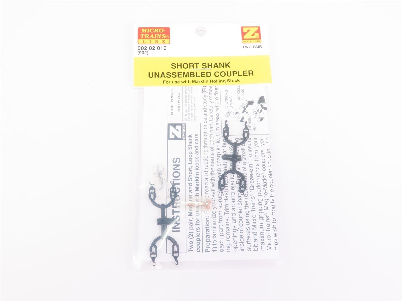 Z Scale Micro-Trains MTL 00202010 Short Shank Unassembled Coupler (Two Pair)