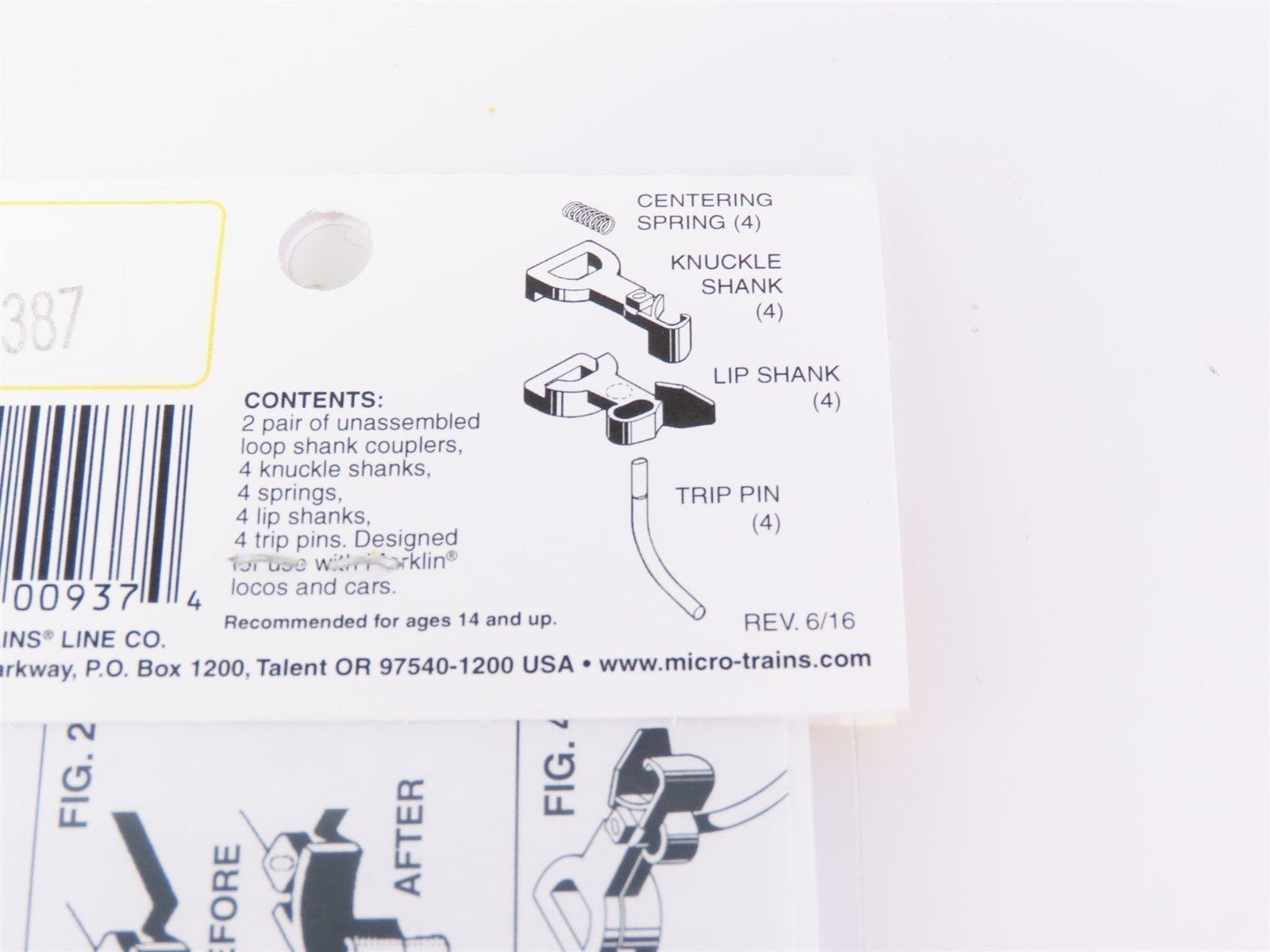 Z Scale Micro-Trains MTL 00202010 Short Shank Unassembled Coupler (Two Pair)