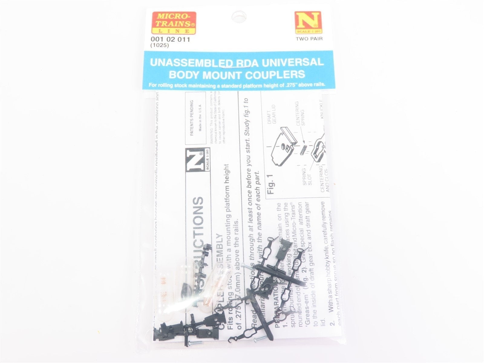 N Scale Micro-Trains MTL 00102011 Unassembled RDA Universal Body Mount Couplers