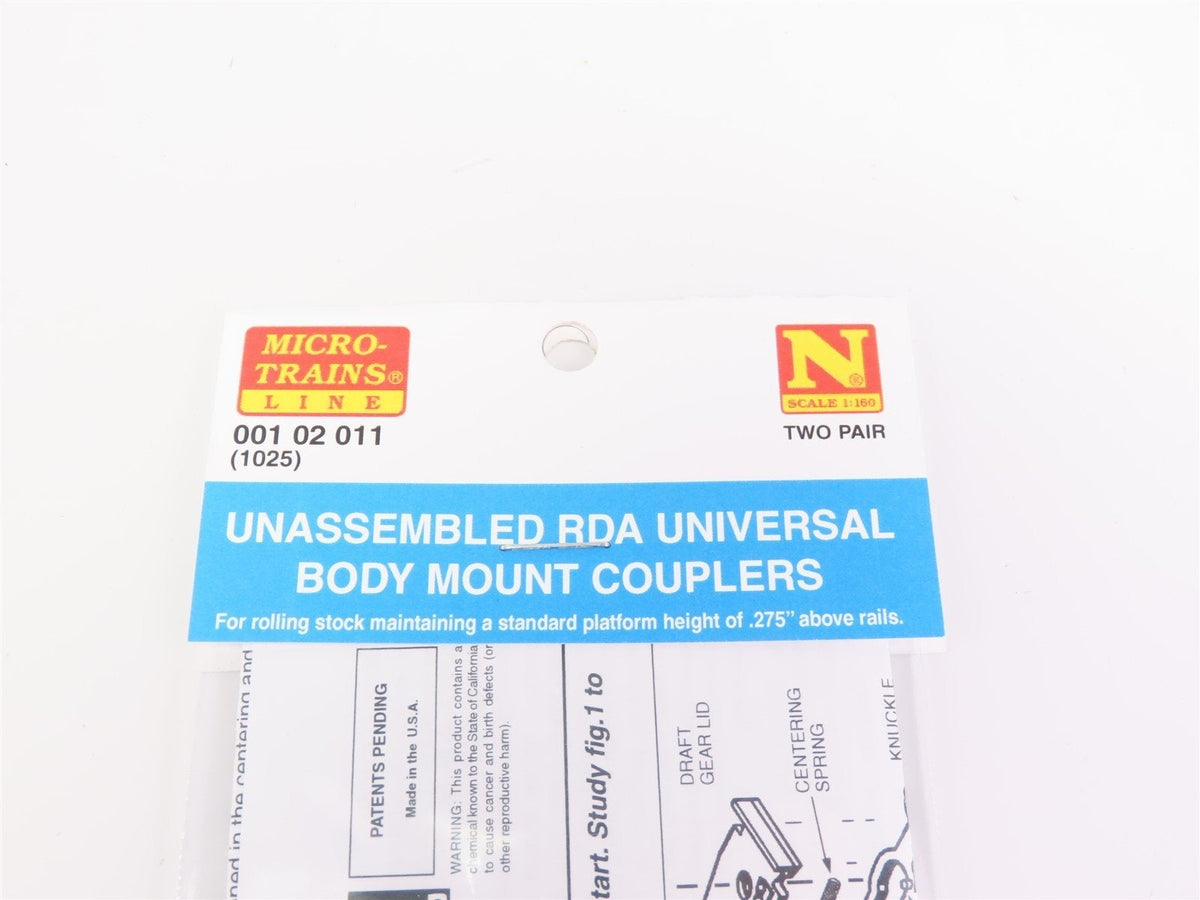 N Scale Micro-Trains MTL 00102011 Unassembled RDA Universal Body Mount Couplers