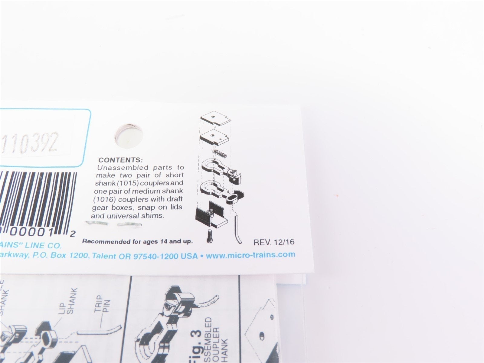 N Scale Micro-Trains MTL 00102000 Unassembled RDA Body Mount Couplers