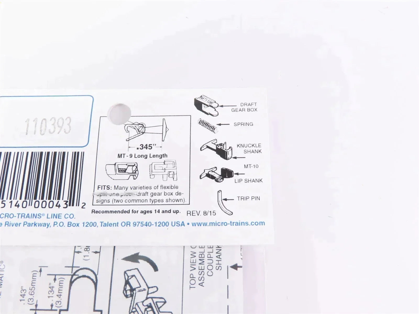 N Scale Micro-Trains MTL 00130014 MT-9 Long 'T' Shank Couplers with Adapters