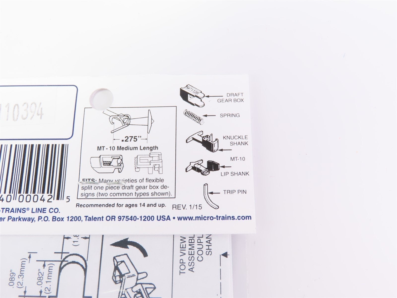 N Scale Micro-Trains MTL 00130013 MT-10 Medium 'T' Shank Couplers with Adapters