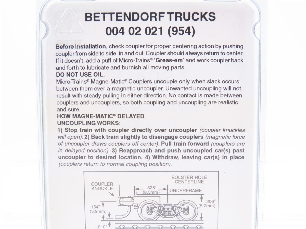 Z Scale Micro-Trains MTL 00402021 Bettendorf Trucks w/ Magne-Matic Couplers
