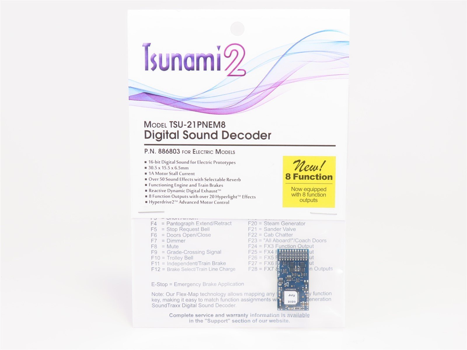 Soundtraxx Tsunami 2 886803 TSU-21PNEM8 Electric DCC / SOUND Decoder 8-Function