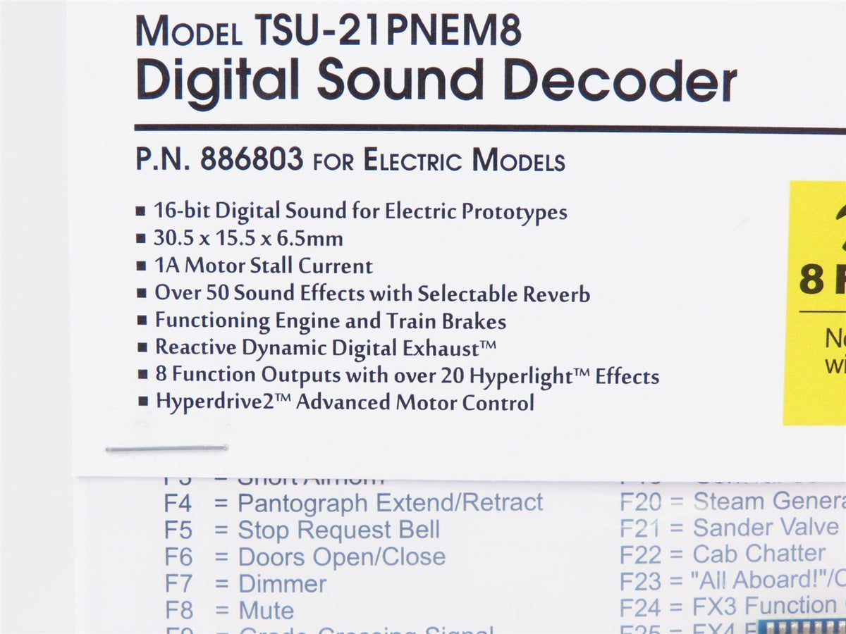 Soundtraxx Tsunami 2 Decodificatore Audio TSU-21PNEM8 Per Trenini DCC - 21 Pin, 8 Funzioni, Made In USA Decoder Stick - Foto 5