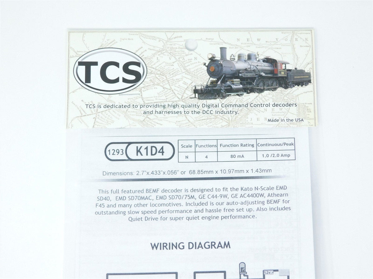 TCS 1293 K1D4 4-Function N Scale DCC Drop-in Decoder for Kato &amp; Athearn Diesel